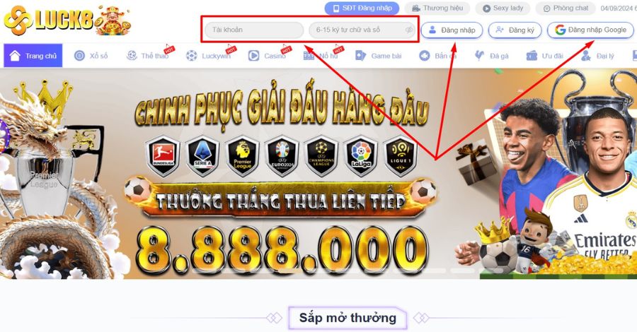 Ở bước này bạn cần điền các thông tin đăng nhập Luck8 vào biểu mẫu